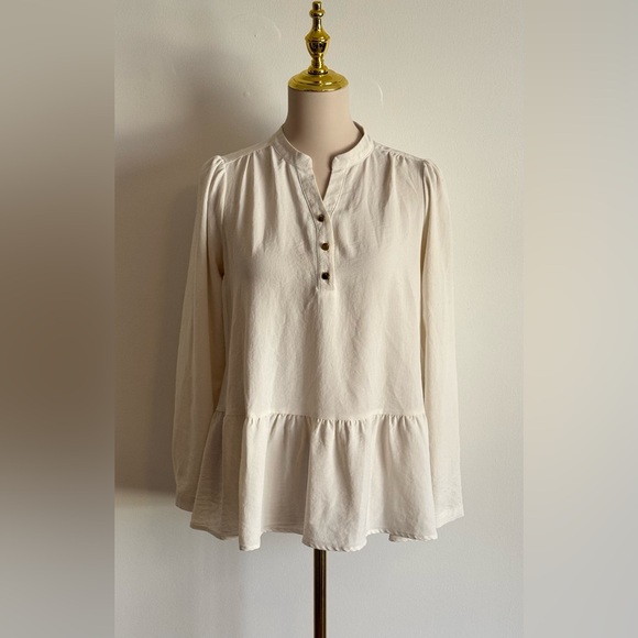 ady p Tops - Women's Ady P Off-White Long Sleeve Blouse S